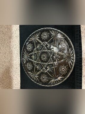 Vintage Anchor Hocking 11" Star of David Round Serving Cake Plate Platter
